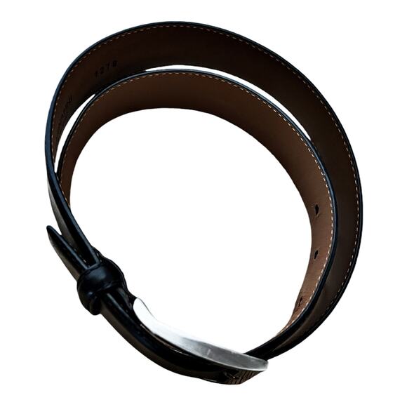 MAGNANNI Square Genuine Leather Belt Black Spain Silver Buckle Style 1278 Sz 32 - Picture 7 of 9